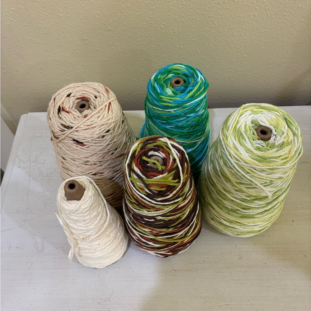 Lily Cream and Green Yarn Collection